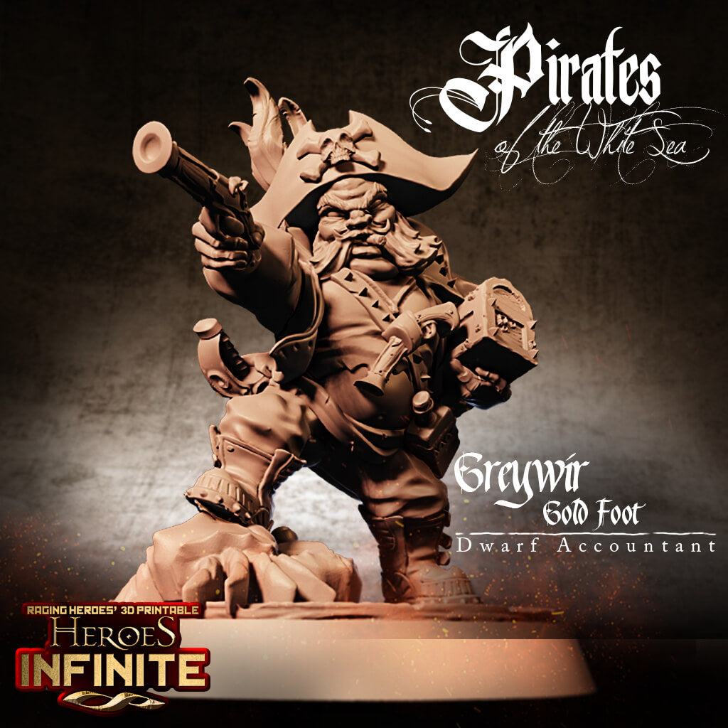 Keep this treasure safe: Greywir Goldfoot, the dwarf accountant!