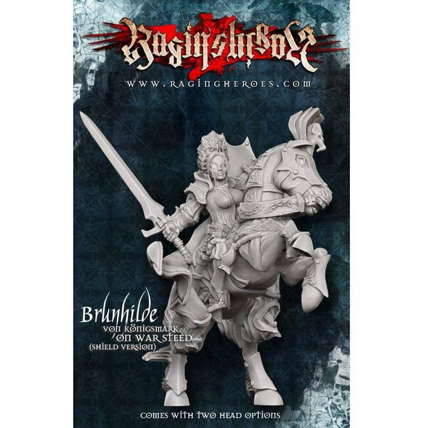 Brunhilde with Shield on War Steed - Raging Heroes