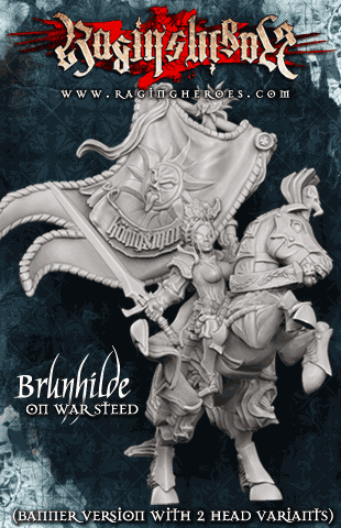 Brunhilde with Great Banner on War Steed - Raging Heroes