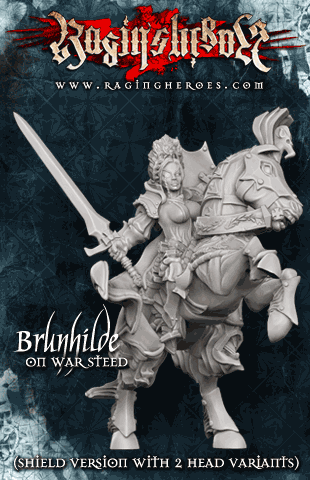 Brunhilde with Shield on War Steed - Raging Heroes